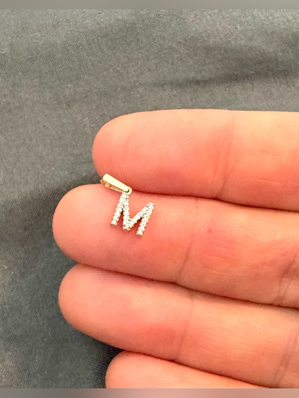 10K yellow gold diamond initial M pendant